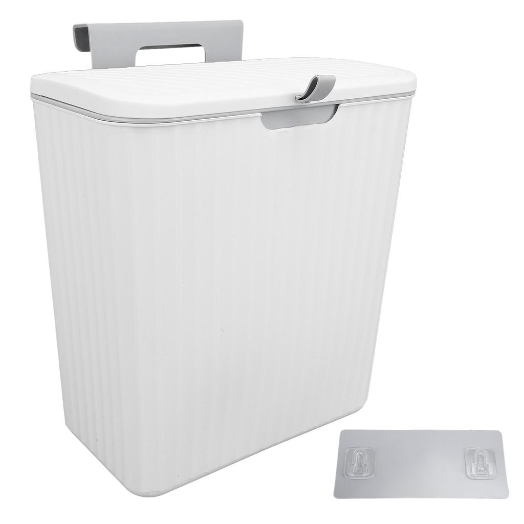 9L Kitchen Trash Can Wall Mounted with Lid Hanging Cabinet Door Trash Can for Kitchen Bathroom