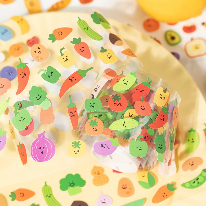 1-Roll Cute Cartoon Tape Stickers, Adorable Character Patterns, for Journal Decoration & Scrapbooking