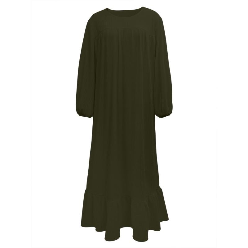 Женское весенне-осеннее модное винтажное длинное платье с длинными рукавами и оборками по подолу