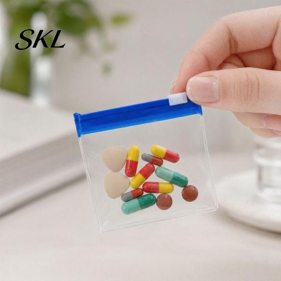 Self-sealing Zipper Pouch Slide Lock Medicine Bags, Compact Travel Pill Set, Accessory Bag Reusable EVA Waterproof Storage Bag, for Small Items