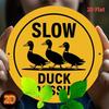 Slow Duck Crossing Round Metal Tin Sign D Flat Road Warning Wall Plaque For Home Decor