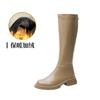 Cowhide Version~ Leather Thick-soled High Knight Boots, Small Man But Knee Boots, Fat Mm Long Boots, Elastic and Thin Boots