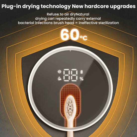 УФ-дезинфицирующее средство для зубных щеток с автоматическим датчиком открытия/закрытия крышки со светодиодным дисплеем, USB-аккумулятором, настенным держателем для электрической зубной щетки для ванной комнаты