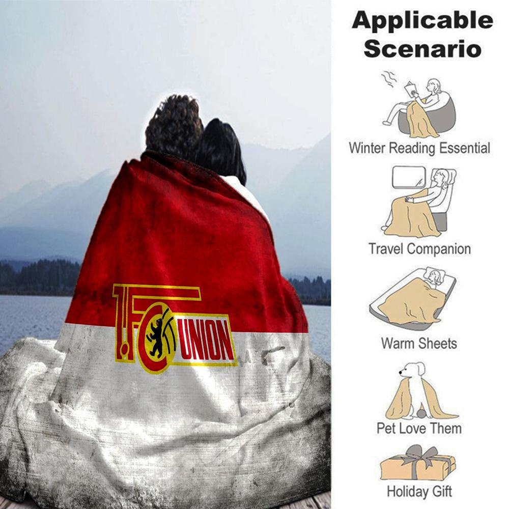 Union Football Emblem Flannel Blanket, Soft Polyester, Modern Design, All-Season for Camping, Travel, Gifts for holidays or birthdays