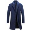 Men Winter Lapel Collar Woolen Single-breasted Pockets Plus Size Trench Coat