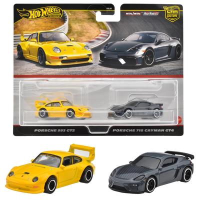Hot Wheels Premium 2 Pack Porsche 993 718 Cayman GT4 игрушечная мини-машинка для детей от 3 лет и старше Multi HRR82 GT2/Porsche