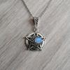 Charm Gothic Silver Color Five-pointed Star Hollowed-out Crescent Purple Crystal Pendant Necklace for Women Halloween Jewelry