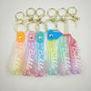 PVC Keychain with Leather Cord and Candy Soft Rubber Doll, Transparent Lanyard, and Jelly Gradient Color Hand Rope