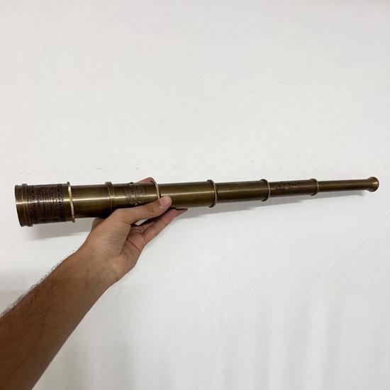 Brass Marine Telescope with Wood Box 50.8 cm Adjustable Nautical Decor, London 1915 Gift
