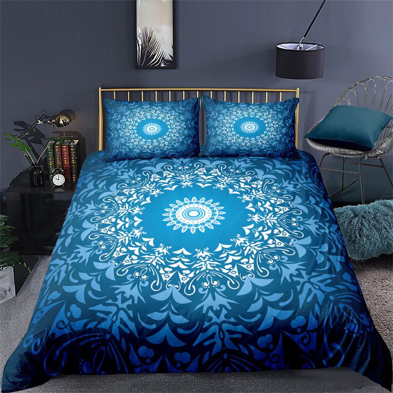 Soft Bohemian Chic Colorful Mandala Bedding Set Microfiber Galaxy Print Duvet Cover With Zipper Closure Pillow Case Home Textile