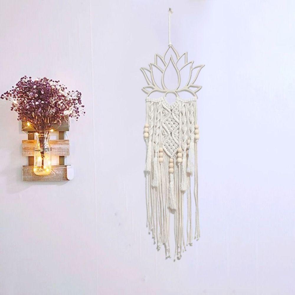 Cotton Thread Lotus Woven Tapestry Reusable Wall Pendant Boho Wall Hanging Decor  Bedroom