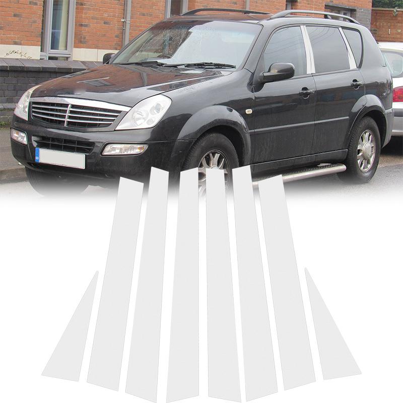 6 шт. для SsangYong Rexton 2002-2017 Накладки на стойки, Молдинги окон автомобиля, Накладки на стойки B/C, Серебристые аксессуары