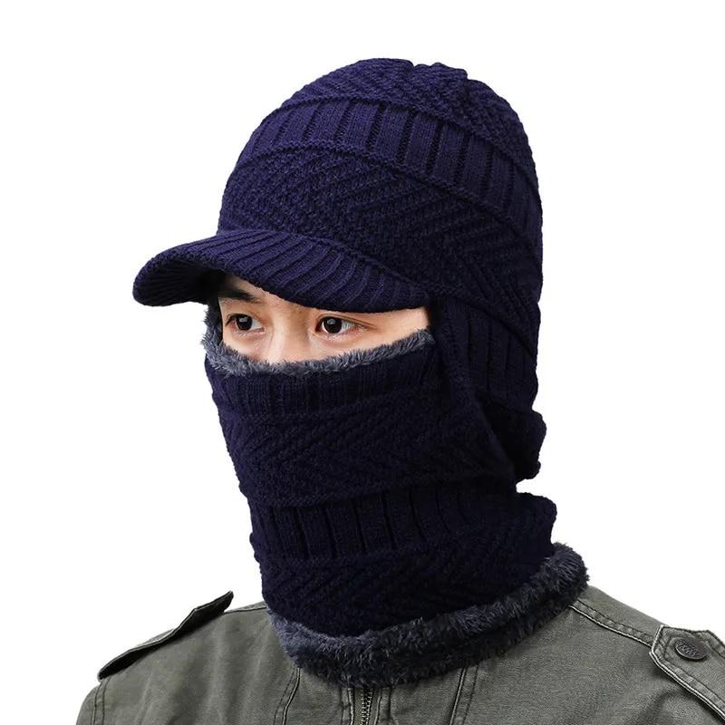 Winter Hat For Men Women Skullies Beanies Hats Winter Keep Warm Wool Scarf Cap Balaclava Knitted Hat For Women