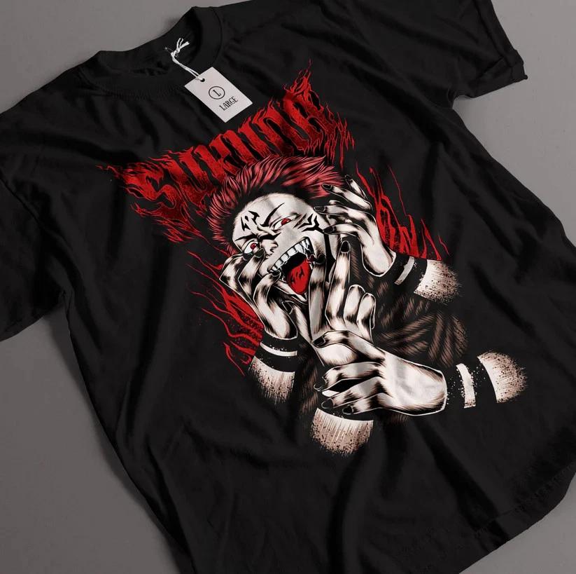Anime Jujutsu Kaisen Sukuna Black T Shirt Size S 4xl