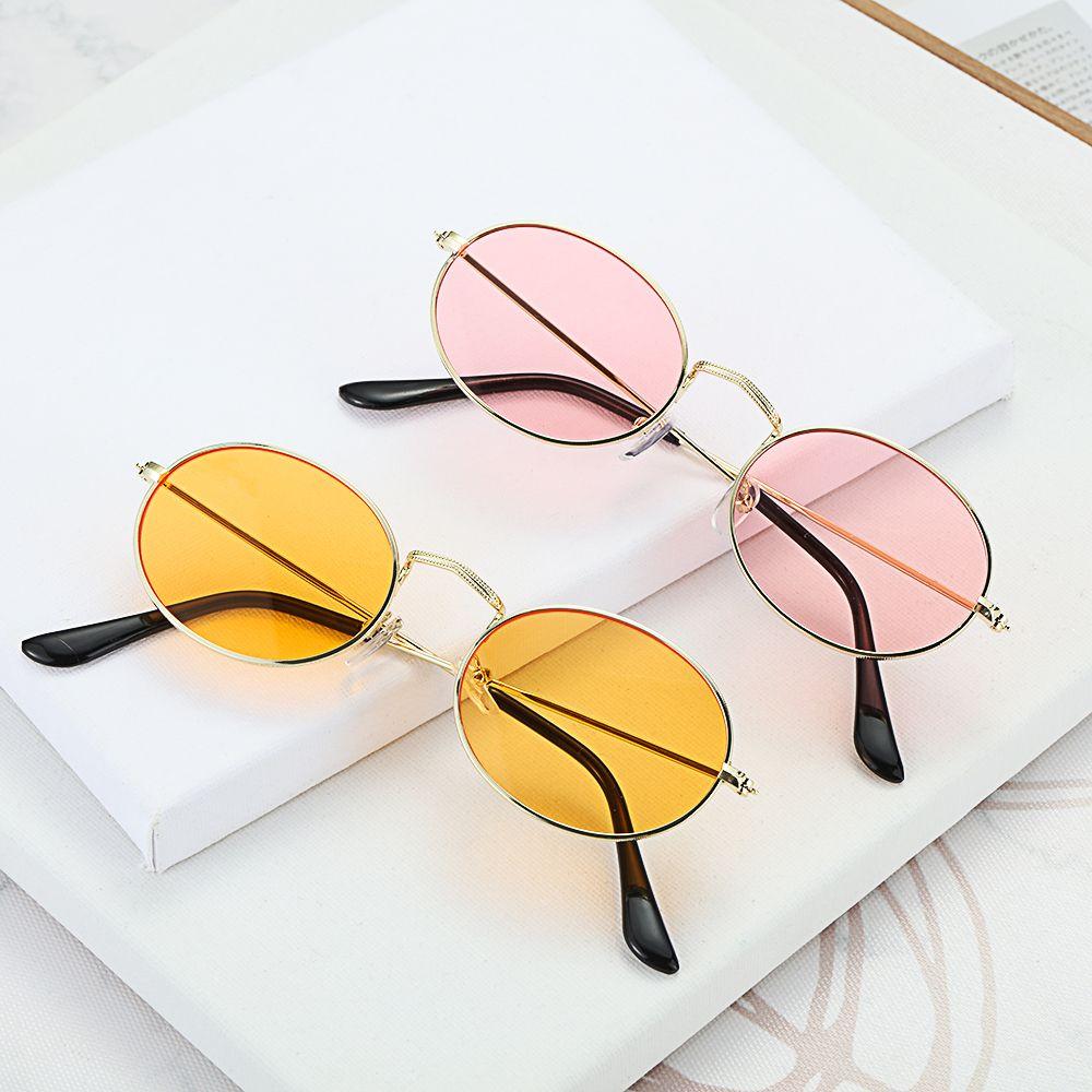 Unisex UV400 Metal Small Frame Gradient Mirror Glasses Oval Sunglasses Men's Shades Sun Glasses