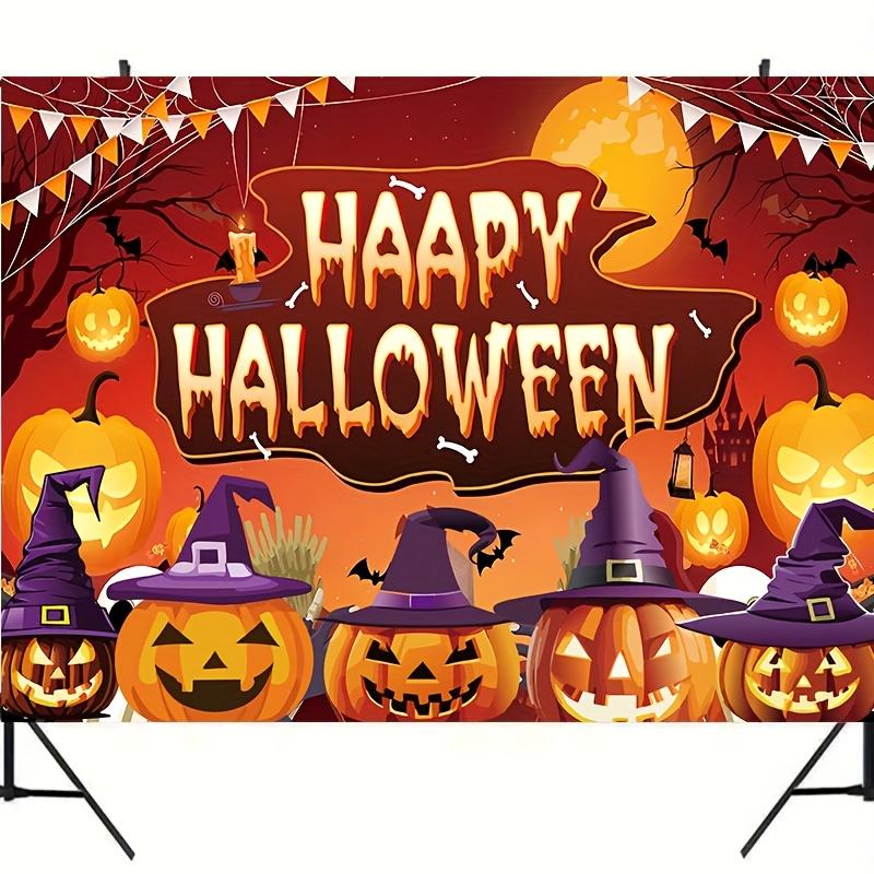1 piece of Halloween photo backdrop - Trick-or-Treat or Sweet Treat Pumpkin Head theme, festive horror design
