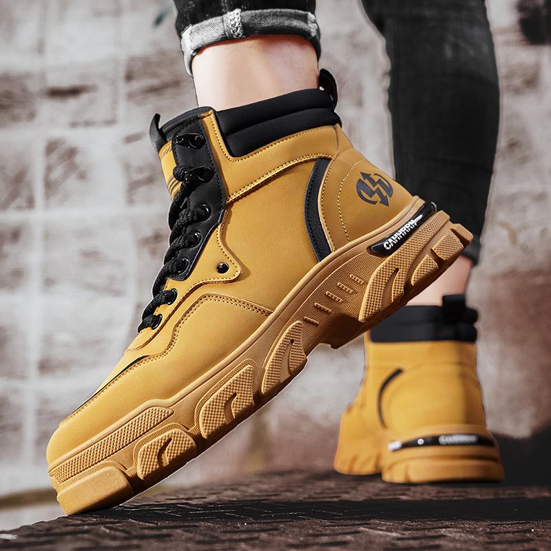 Новые модные осенние и зимние мужские высокие ботинки martin для студентов, трендовые рабочие туфли на мягкой подошве для мальчиков, кроссовки Martin с защитой труда