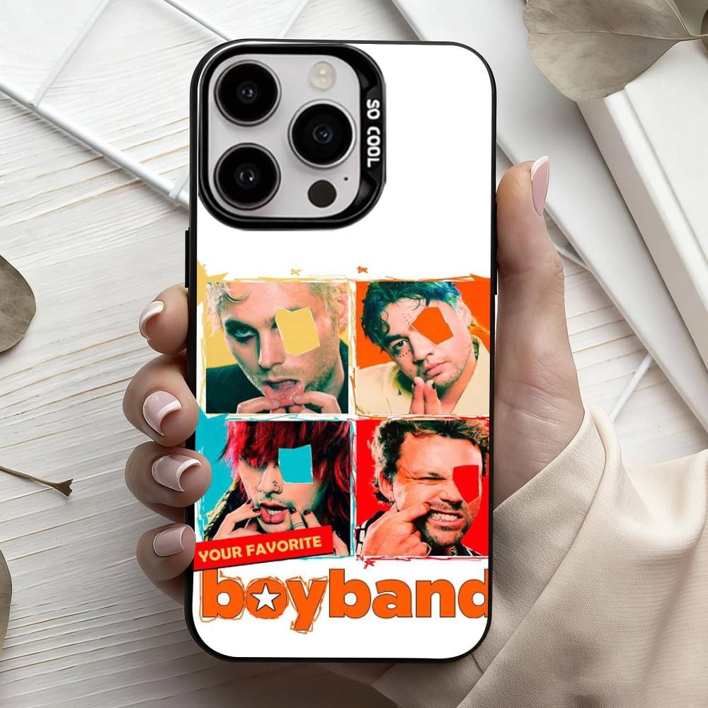 P-Popular Rock B-Band 5-5SOS Phone Case For iPhone17,16,15,14,13,12,11 Plus,Pro Max Black Candy Silver Plated Cover