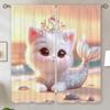 Mermaid Cat Elegant Room Curtains for Living Room Cheap Things With Free Shipping for Home Interior Curtains Blackout Curtain