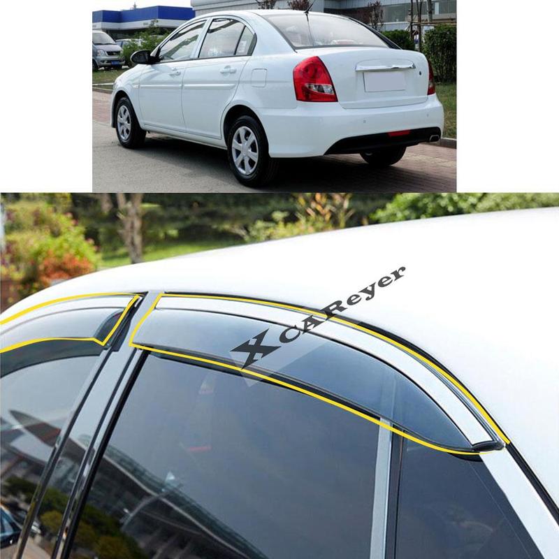 Для Hyundai Solaris Accent 2006 2007 2008 2009 2010 2011 Автомобильная наклейка Пластиковый оконный стекло Ветровик Защита от дождя/солнца Вентиляционное отверстие
