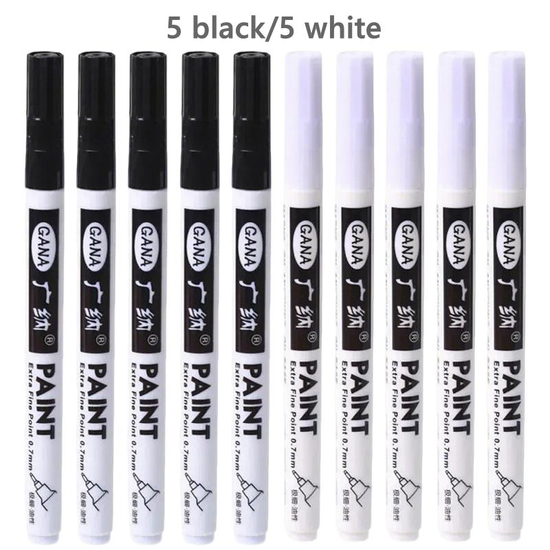 Xiaomi 1-20Pcs/set Oil Based White Black Permanent Paint Markers Pens 0.7mm Extra Fine Waterproof for Rock Painting, Wood, Metal Canvas