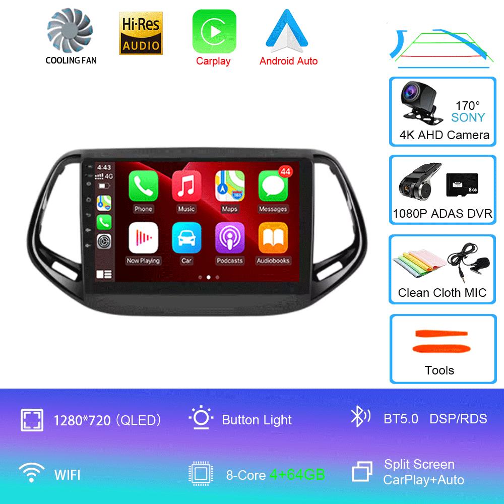 Для Jeep Compass 2017 - 2019 360 камера головное устройство Android 14 видеоплеер автомобильное радио Авторадио Мультимедиа GPS навигация монитор