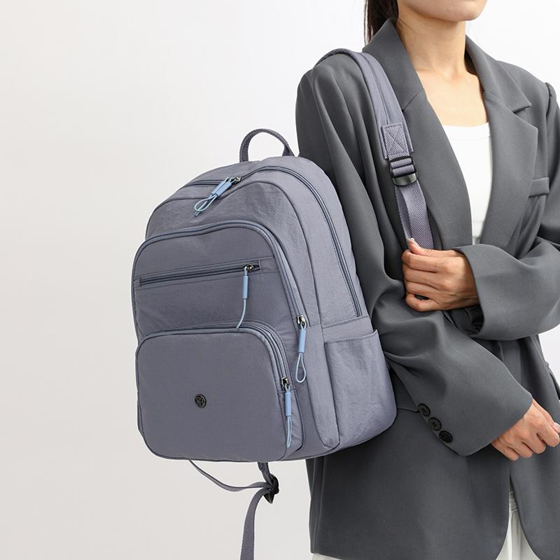 Однотонный рюкзак женский многослойный карман водоотталкивающий нейлоновый рюкзак