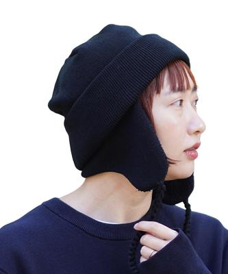 Ear Cover Flight Knit Watch с вязаными большими теплыми и холодными наружными черными [Nakota] ушами, шапка, шляпа, мужская, женская, размер, глубокая, теплая, удерживающая, защита,
