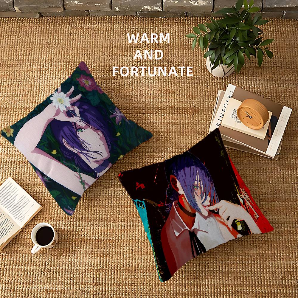 Hot Reze C-Chainsaw M-Man Decorative Room Aesthetics Pillow Case Home Decor Bedroom Sofa Bed Couch Pillow Cover 45x45