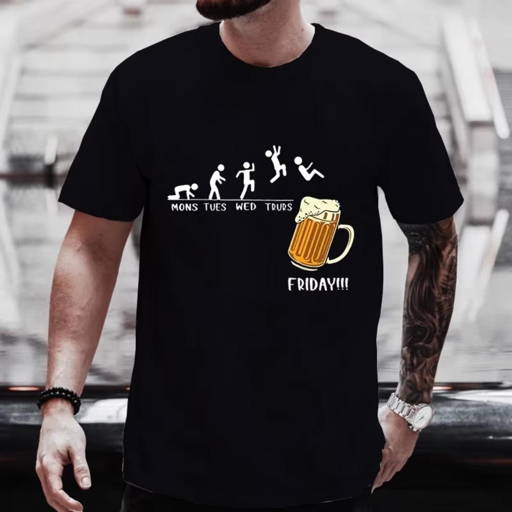 Мужская футболка Friday Beer Funny Graphic Y2k Tops Weekend Beer Drinking Lover Party Team Tees Plus Size Matching Outfit Streetwear