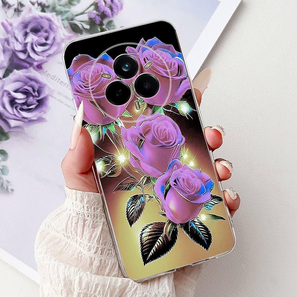 Для Realme 14 Pro 14Pro+ Элегантный чехол для телефона с цветочным принтом и кошкой Для Realme 14 Pro Plus 14Pro 5G Мягкие силиконовые ТПУ чехлы