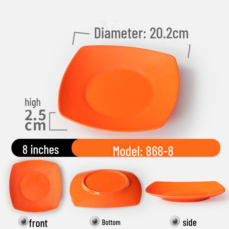 Квадратная тарелка из ударопрочного меламина - долговечный искусственный фарфор для ресторанов и отелей.