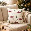 Festive Cushion Covers Christmas Cottage Cover Red Snowy House Pillowcase Decorative Cover Throw Pillow Case for Sofa Couch Farmhouse Home