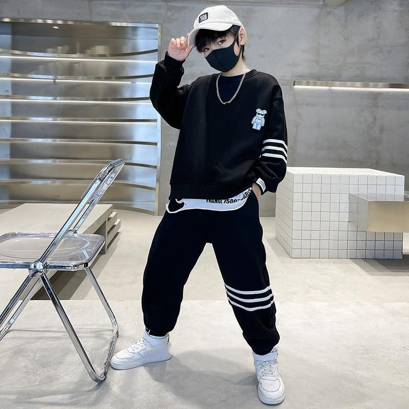 Костюмы для мальчиков на весну и осень, одежда для больших детей на весну и осень, повседневные свитера для мальчиков в стиле вестерн, тренд из двух частей