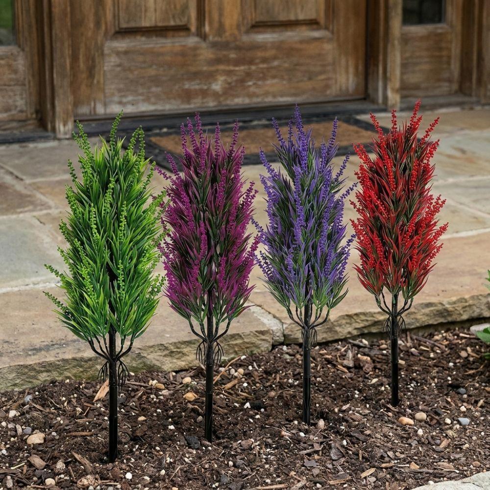 No Fade Lavender Tree Ground Stake UV Resistant Fake Flower Sprigs Maintenance Free