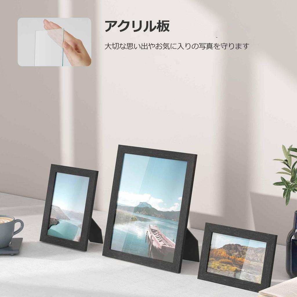 SONGMICS Photo 10 Vertical Horizontal Wall Holds Colored Paper and Photos Hanging PS Wall RPF310H Frame, Pieces, Tabletop, & Mounting, Simple, Wooden,