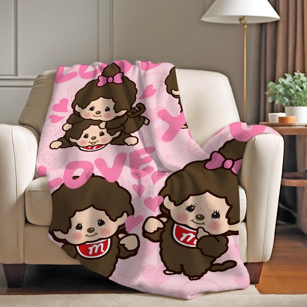 Cartoon Blanket Warm Soft Suitable For Bedroom Sofa Bed Living Room Office Travel M-Monchhichis-S Kawaii Camping Gifts