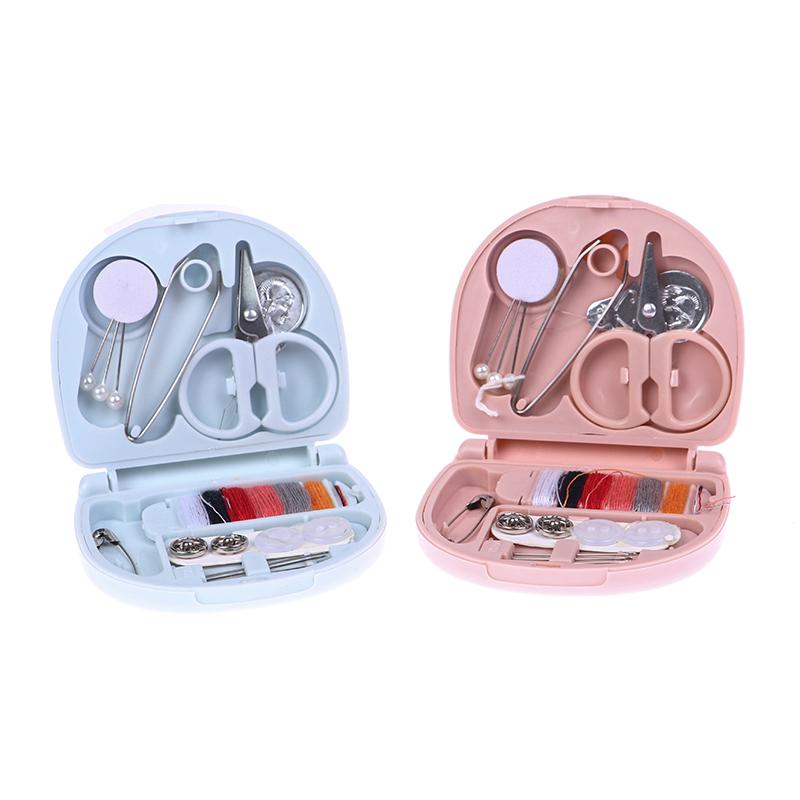 Портативный швейный набор, мини-швейная коробка, игла, наперсток, пуговицы, домашний швейный инструмент