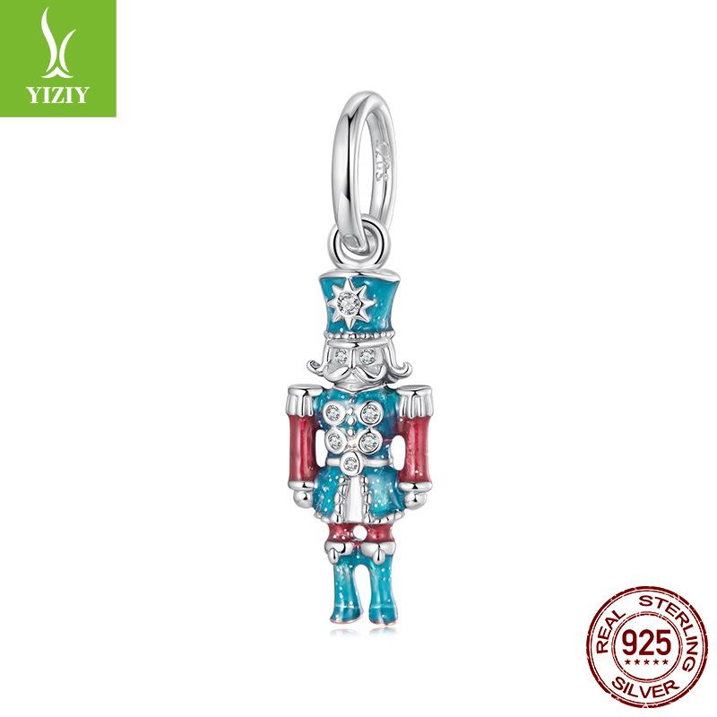 S925 Sterling Silver Nutcracker Pendant Accessories, Guardian Angel Diy Bracelet Lucky Beads