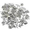50 шт. смешанные серебряные подвески-подвески в виде скелета летучей мыши на Хэллоуин для самостоятельного изготовления ювелирных изделий