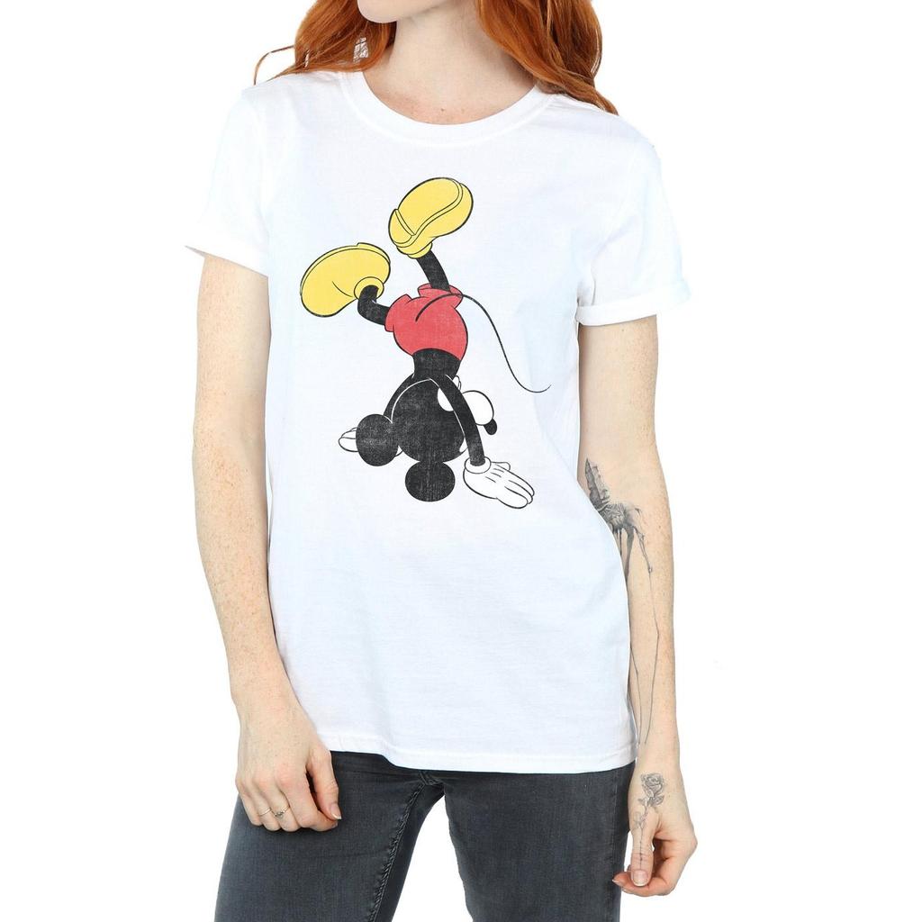 Disney Womens/Ladies Mickey Mouse Upside Down Cotton Boyfriend T-Shirt