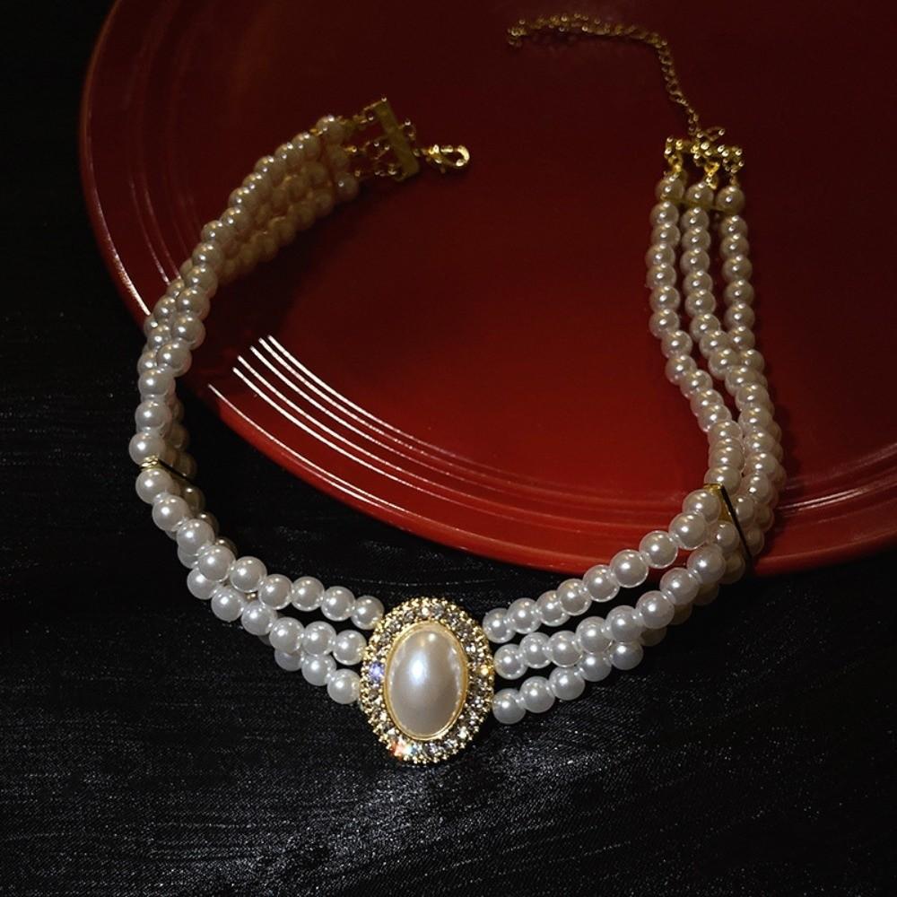 Multi-layer Pearl Pendant Jewelry Accessories Pearl Choker Fashion Retro Pearl Necklace Women