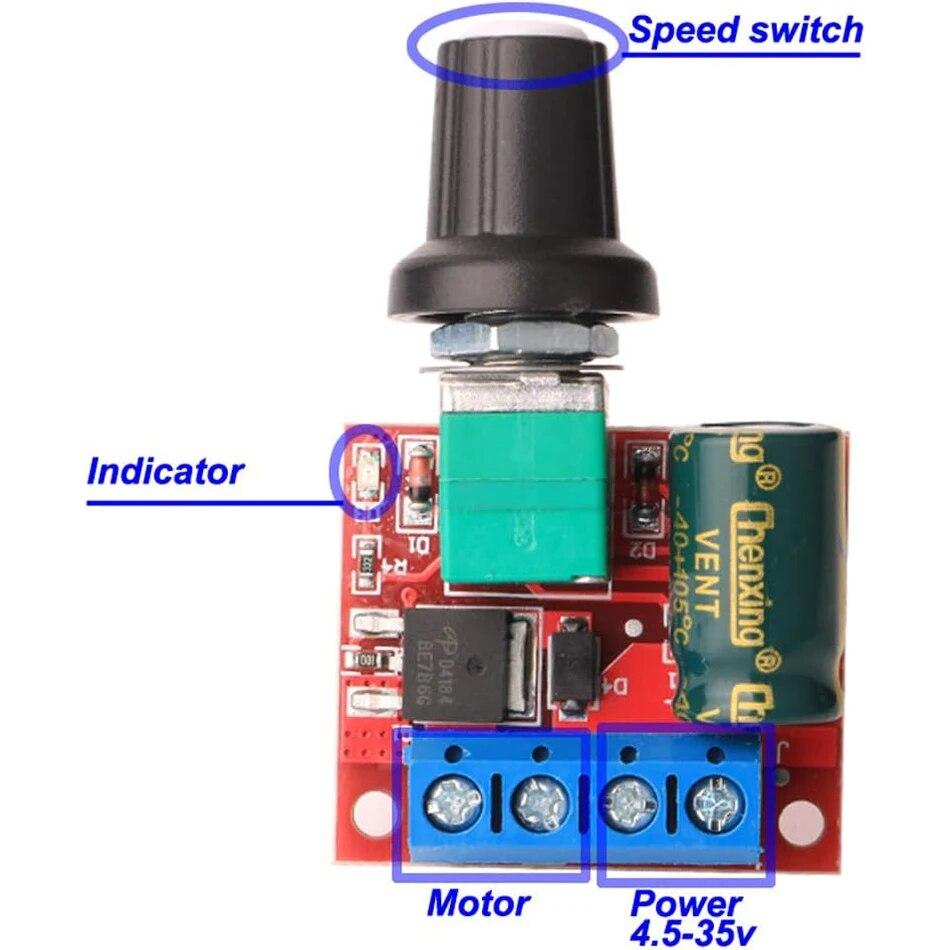 3 шт. Мини DC Motor PWM контроллер скорости, DC 5V-35V 5A модуль переключателя скорости, 6V 12V 24V переменный регулятор напряжения