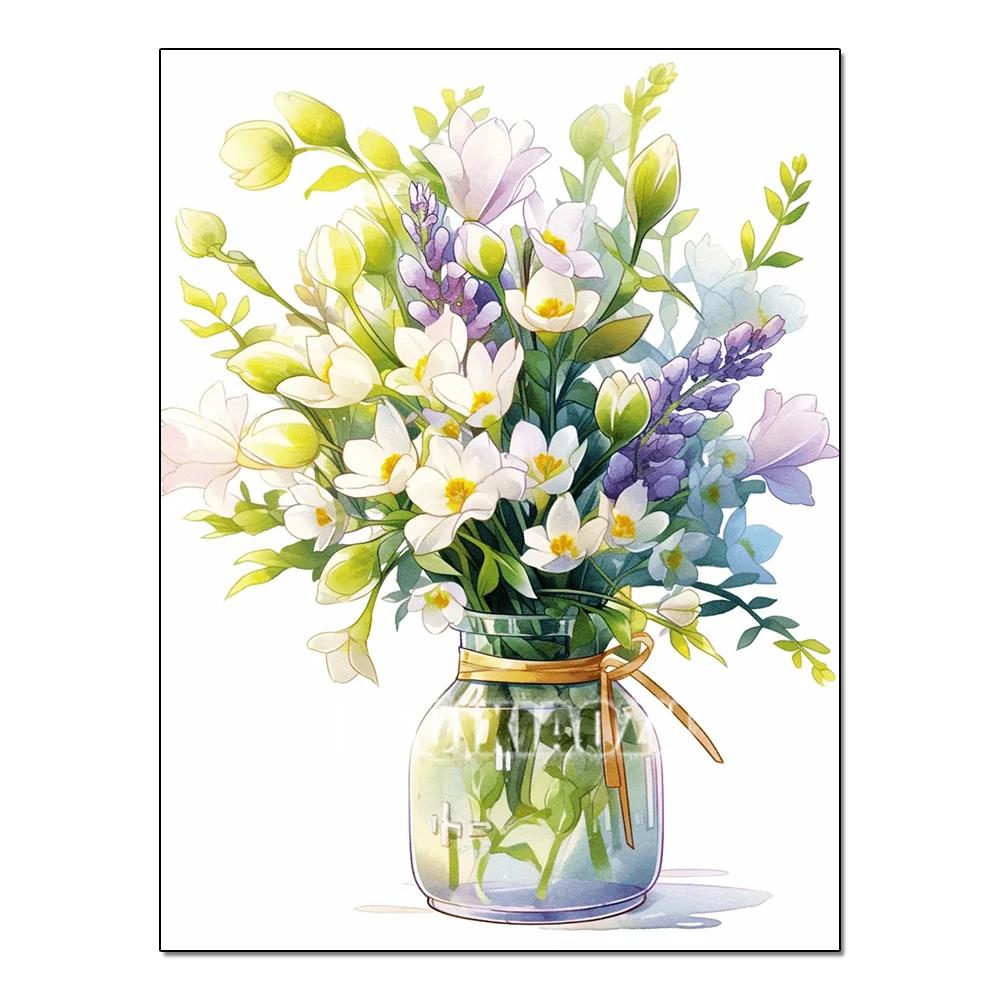 Полная серия цветов Алмазная живопись Тюльпан Маргаритка Алмазная мозаика Вышивка Искусство Акварельная картина Ручная работа Домашнее украшение Сделай сам