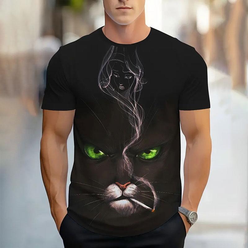 Летняя новая мужская футболка, модная, простая, градиентная, 3D-печать, топы с короткими рукавами, мужская дышащая одежда с круглым вырезом и короткими рукавами