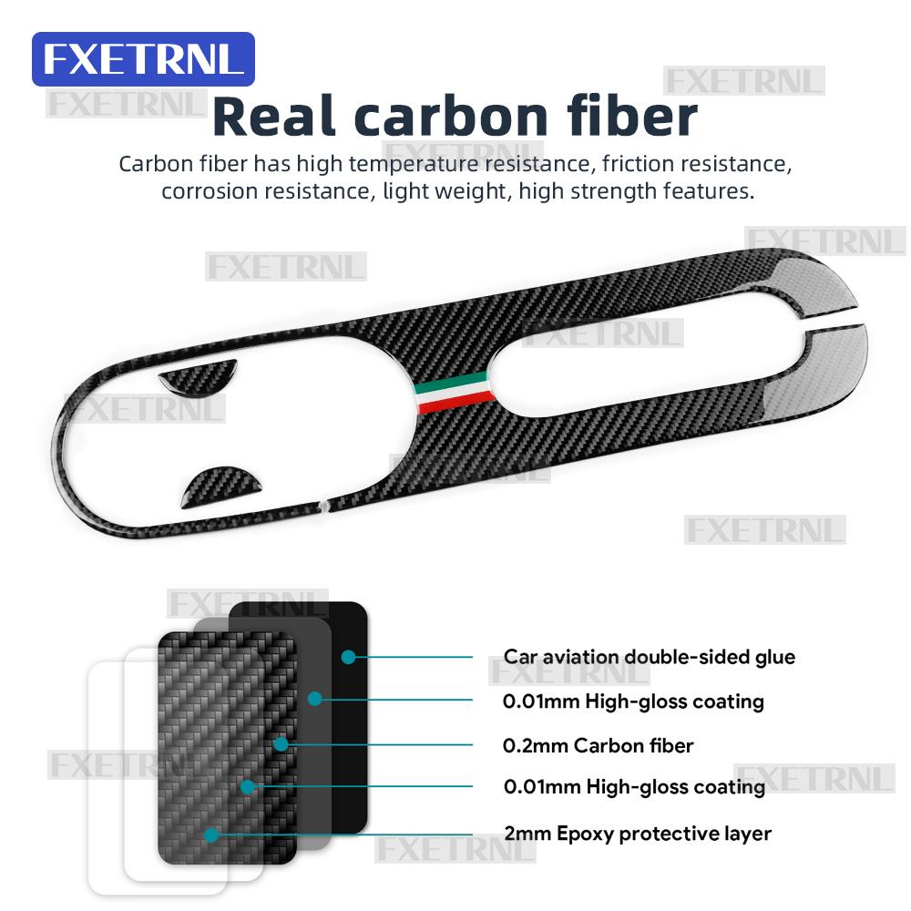 Real Soft Carbon Fiber Sticker For Fiat 500 500C 2008-2015 For Abarth 595/695/595C/695C 2012-2015 Water Cup Holder Gear Shift