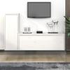 TV Cabinets Set of 2 White Solid Pine Wood