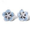 Популярные серьги с цветком Цветочный дизайн Голубой антиаллергенный