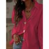 Women Elegant Commute Single Breasted Heart Button Long Sleeve Loose Shirt
