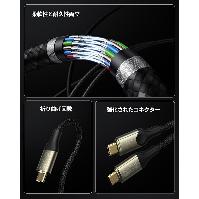 VOLTME USB Type-C Cable 240W/5A Super Fast Charging [8K@60Hz Video Output] 40Gbps High Speed Data Transfer C To Prevention of Disconnection Nylon